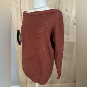 Women’s Buckle Black Rust Color Wide Neckline Sweater | Size XS